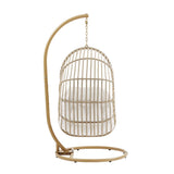 Amalie Wicker Rattan Outdoor Patio Rattan Swing Chair in Natural White