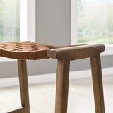 Saoirse Faux Leather Wood Counter Stool - Set of 2