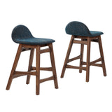 Juno Heathered Fabric Wood Counter Stool - Set of 2