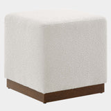 Tilden 17" Square Boucle Upholstered Ottoman in Cloud Walnut