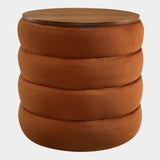 Mezzo Round Performance Velvet Storage Ottoman