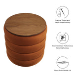 Mezzo Round Performance Velvet Storage Ottoman