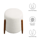 Riven Upholstered Boucle Fabric Ottoman in Cloud