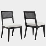 Nimba Faux Rattan Fabric Dining Chairs Set of 2