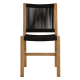 Vienna Outdoor Patio Teak and Rope Armless Dining Chairs Set of 2