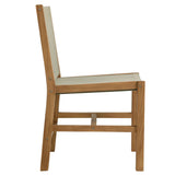 Vienna Outdoor Patio Teak and Rope Armless Dining Chairs Set of 2