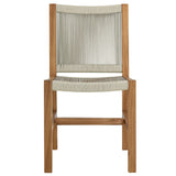Vienna Outdoor Patio Teak and Rope Armless Dining Chairs Set of 2