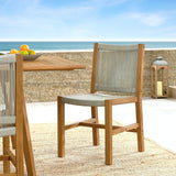 Vienna Outdoor Patio Teak and Rope Armless Dining Chairs Set of 2
