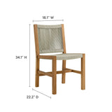 Vienna Outdoor Patio Teak and Rope Armless Dining Chairs Set of 2