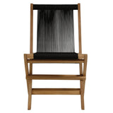 Vienna 2-Piece Outdoor Patio Teak and Rope Folding Accent Lounge Chair and Ottoman Set