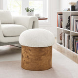 Breeze Boucle Upholstered Ottoman in Ivory Burl