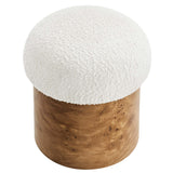 Breeze Boucle Upholstered Ottoman in Ivory Burl