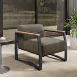 Sauve Outdoor Patio Aluminum and Fabric Armchair