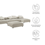 Solace 4-Piece Modular Upholstered Fabric Sectional Sofa With Ottoman