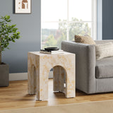 Valen Square Indoor - Outdoor Patio Arched Concrete Side Table