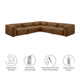 Auren 5-Piece Upholstered Vegan Leather Modular L-Shaped Sofa
