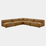 Auren 5-Piece Upholstered Armless L-Shaped Vegan Leather Modular Sofa