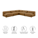 Auren 5-Piece Upholstered Armless L-Shaped Vegan Leather Modular Sofa