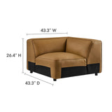 Auren 5-Piece Upholstered Armless L-Shaped Vegan Leather Modular Sofa