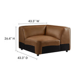 Auren 5-Piece Upholstered Armless L-Shaped Vegan Leather Modular Sofa
