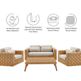 Thames 4-Piece Outdoor Patio Wicker Outdoor Patio Rattan Furniture Set in Natural Light Gray