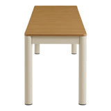 Finn Outdoor Patio Aluminum Bench with Faux Wood Top Set of 2 in Natural