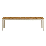Finn Outdoor Patio Aluminum Bench with Faux Wood Top Set of 2 in Natural