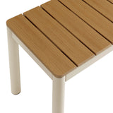 Finn Outdoor Patio Aluminum Bench with Faux Wood Top Set of 2 in Natural