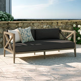 Northlake Outdoor Patio Teak Loveseat in Weathered Gray White