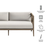 Northlake Outdoor Patio Teak Loveseat in Weathered Gray White
