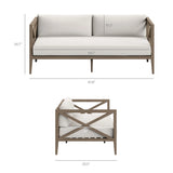 Northlake Outdoor Patio Teak Loveseat in Weathered Gray White