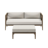 Northlake Outdoor Teak Wood Loveseat and Ottoman Set