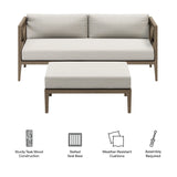 Northlake Outdoor Teak Wood Loveseat and Ottoman Set