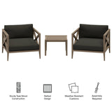 Northlake 3-Piece Outdoor Teak Wood Furniture Set with Armchair and Side Table