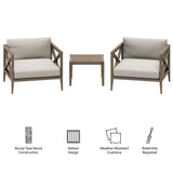 Northlake 3-Piece Outdoor Teak Wood Furniture Set with Armchair and Side Table