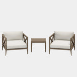 Northlake 3-Piece Outdoor Teak Wood Furniture Set with Armchair and Side Table