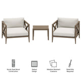 Northlake 3-Piece Outdoor Teak Wood Furniture Set with Armchair and Side Table