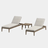 Northlake 3-Piece Outdoor Teak Wood Furniture Set with Chaise Lounges and Side Table