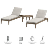 Northlake 3-Piece Outdoor Teak Wood Furniture Set with Chaise Lounges and Side Table