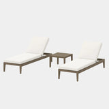 Northlake 3-Piece Outdoor Teak Wood Furniture Set with Chaise Lounges and Side Table