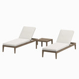 Northlake 3-Piece Outdoor Teak Wood Furniture Set with Chaise Lounges and Side Table