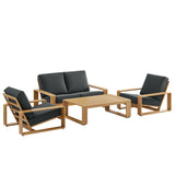 Lirienne 4-Piece Outdoor Patio Aluminum Faux Wood Furniture Set