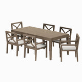 Northlake 7-Piece Outdoor Patio Teak Wood Dining Set in Weathered Gray