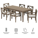 Northlake 7-Piece Outdoor Patio Teak Wood Dining Set in Weathered Gray