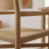 Alvia Wood Dining Armchairs With Woven Seats Set of 2
