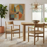 Alvia Wood Dining Armchairs With Woven Seats Set of 2