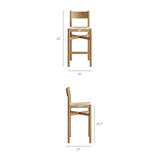 Alvia Oak Wood Bar Stools With Woven Seats Set of 2