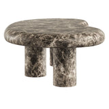Elowen Indoor - Outdoor Textured Faux Travertine Coffee Table