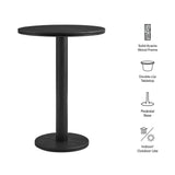 Neo 31 Inch Round Indoor - Outdoor Patio Wood Bar Table