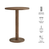 Neo 31 Inch Round Indoor - Outdoor Patio Wood Bar Table